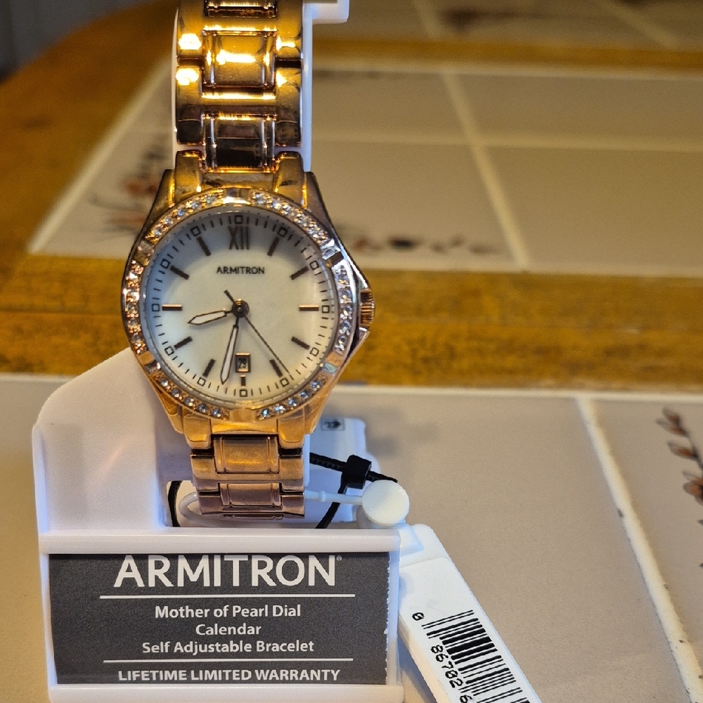 Armitron Gold Watch with Mother Of Pearl Dial.  NEW